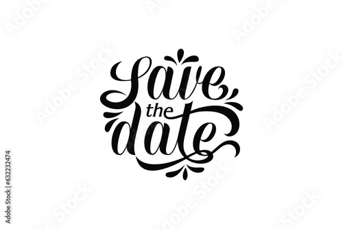 save the date handwritten lettering isolated on white background. Calligraphy vector design for wedding invitation, greeting cards, banner, etc.