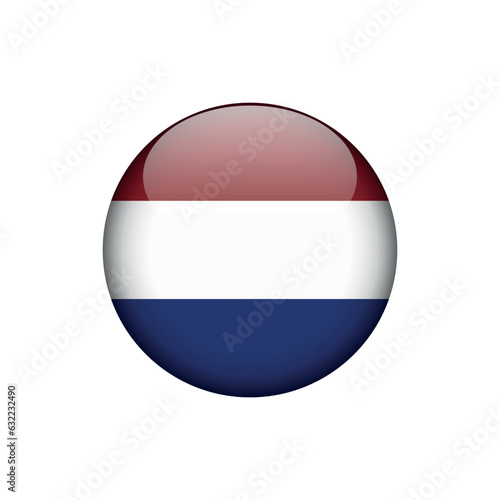 Netherlands Flag Circle Button Vector Template