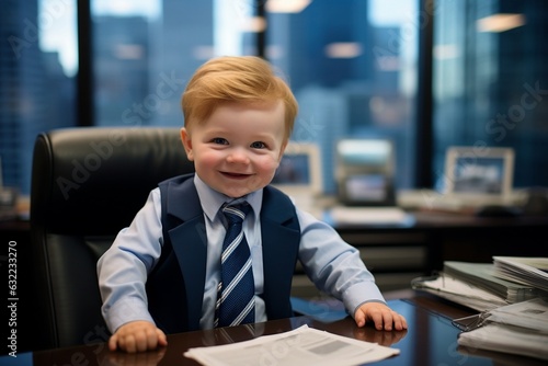 Smiling Baby Boss in the Office.