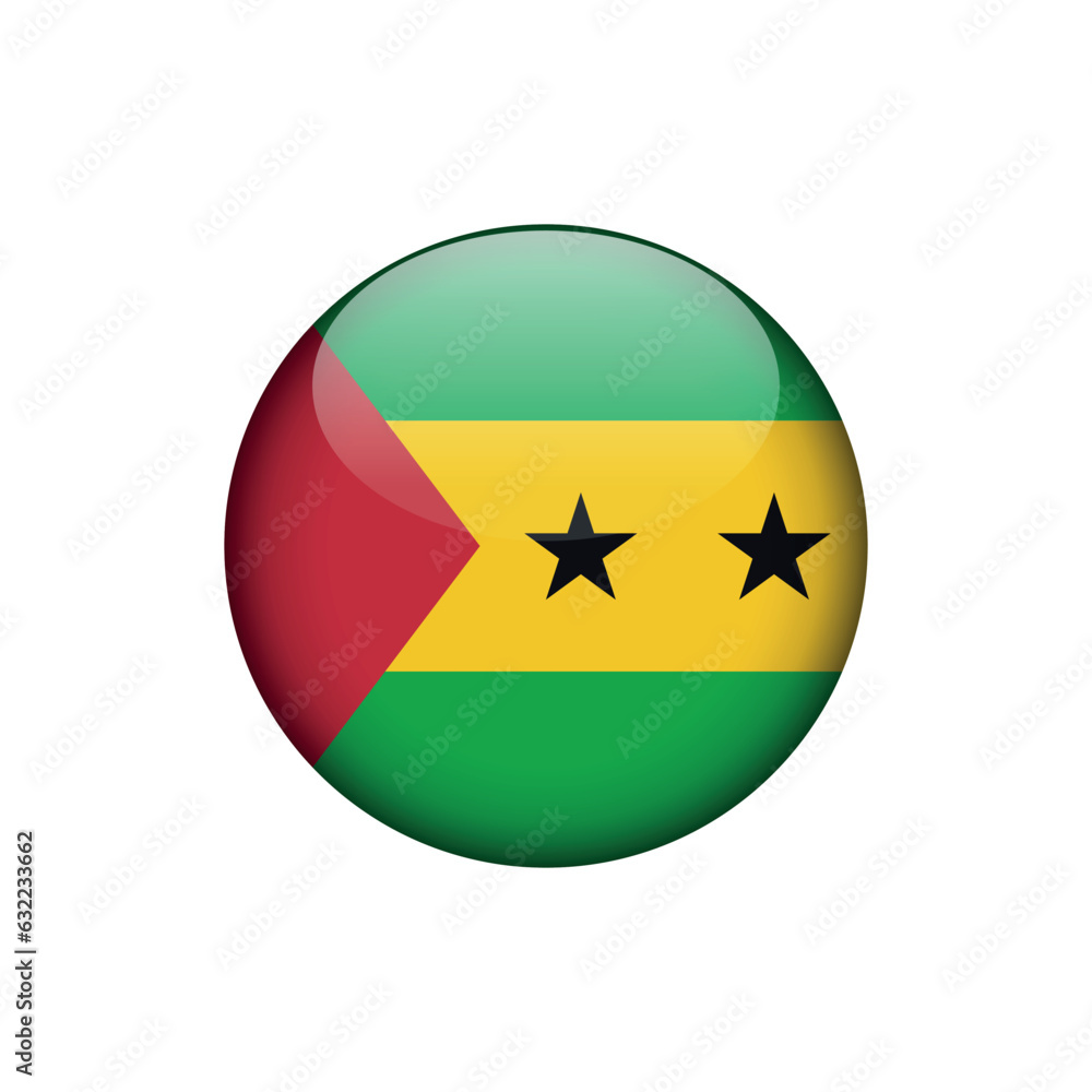 Fototapeta premium São Tomé and Príncipe Flag Circle Button Vector Template