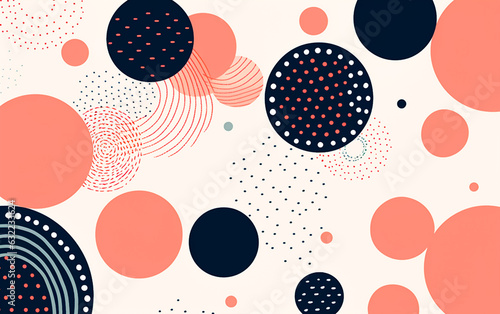 Colorful geometric shapes in Risograph texture or wall art style. Retro colors and shapes for backgrounds. 