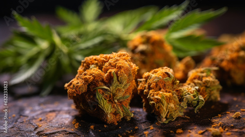 dry cannabis orange bud generative ai photo