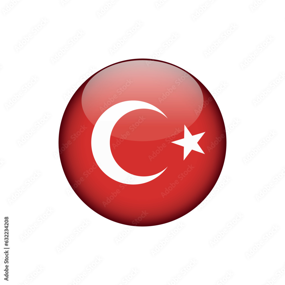 Turkey Flag Circle Button Vector Template Turkey Flag Circle Button Vector Template