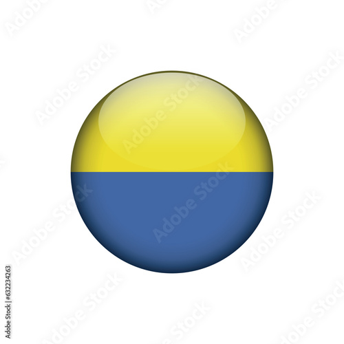 Ukraine Flag Circle Button Vector Template
