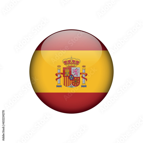 Spain Flag Circle Button Vector Template