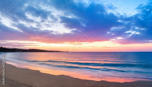 ビーチのカラフルで美しい夕日のグラデーション、ホリデーイメージ、アート © sky studio