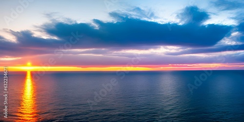 ビーチのカラフルで美しい夕日のグラデーション、ホリデーイメージ、アート © sky studio