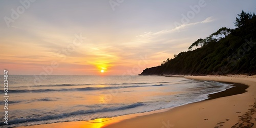 ビーチのカラフルで美しい夕日のグラデーション、ホリデーイメージ、アート