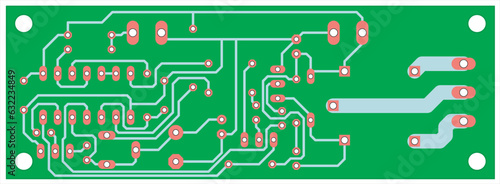 Electric background. Vector pcb pattern. 
Printed circuit board of an electronic 
device with
conductors and contact pads placed on it. 
Engineering drawing.