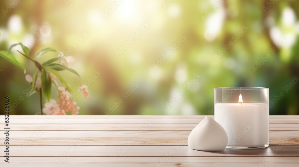 white Wooden table on blurred spa bench background, Advertisement, Print media, Illustration, Banner, for website, copy space, for word, template, presentation white Wooden table on blurred spa bench background, Advertisement, Print media, Illustration, Banner, for website, copy space, for word, template, presentation