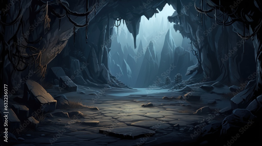 Hidden Cave In Mountains Game Art