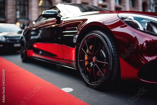 luxury modern red car. Generative AI © alexkoral
