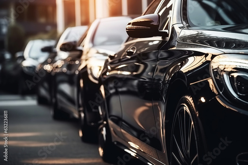 luxury modern black car close-up. Generative AI © alexkoral