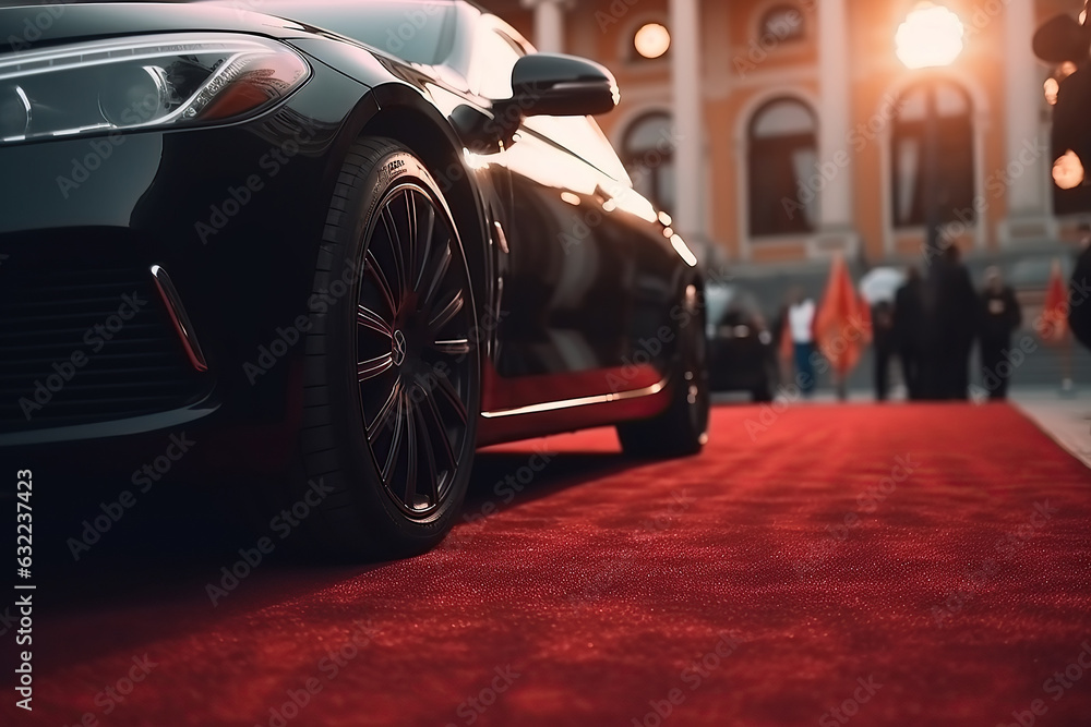 luxury modern black car close-up. Generative AI