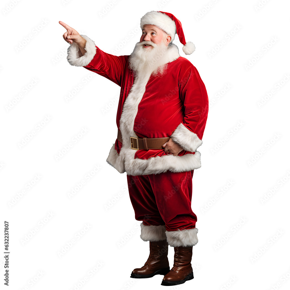 père Noël qui montre quelque chose du doigt - fond transparent père Noël qui montre quelque chose du doigt - fond transparent