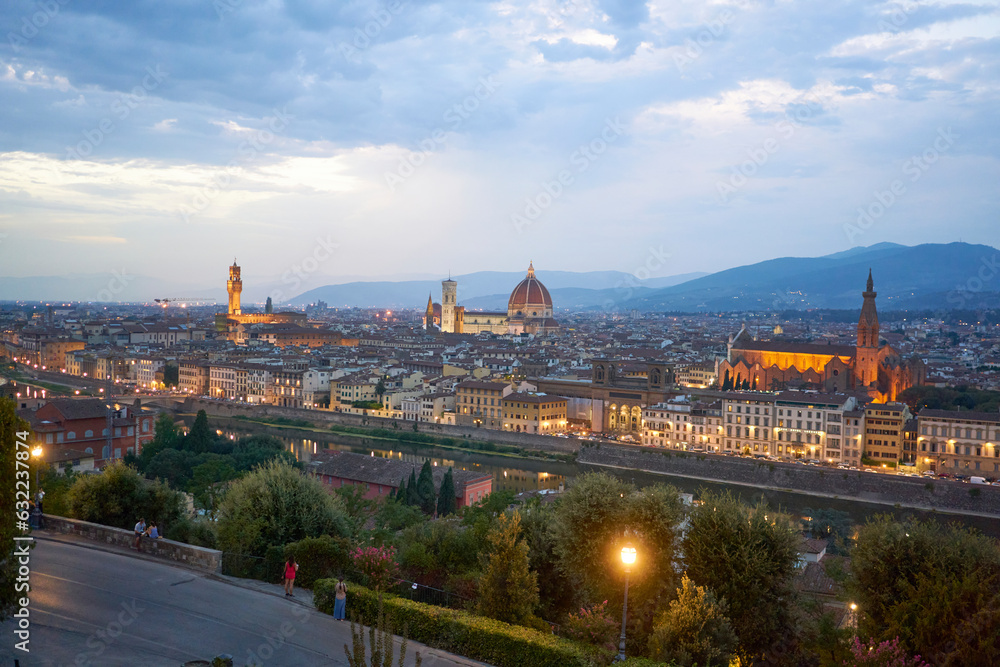 view of florence at dusk