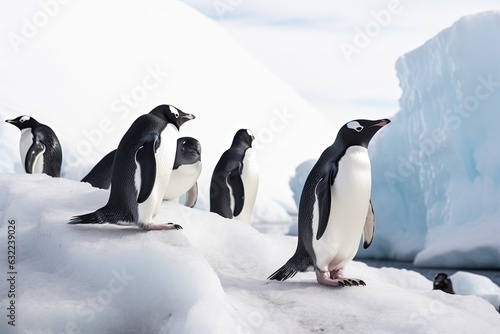 Guardians of the Antarctic realm  a playful penguin colony thrives in the icy splendor of Antarctica.
