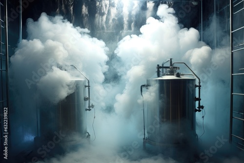 cryopreservation tanks filled with liquid nitrogen photo
