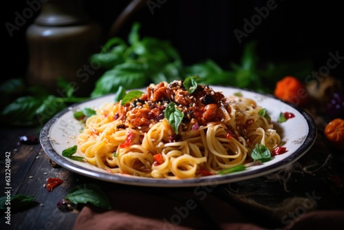 italian-thai fusion pasta with spicy sauce