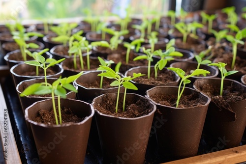 seedlings in biodegradable pots, ready for planting