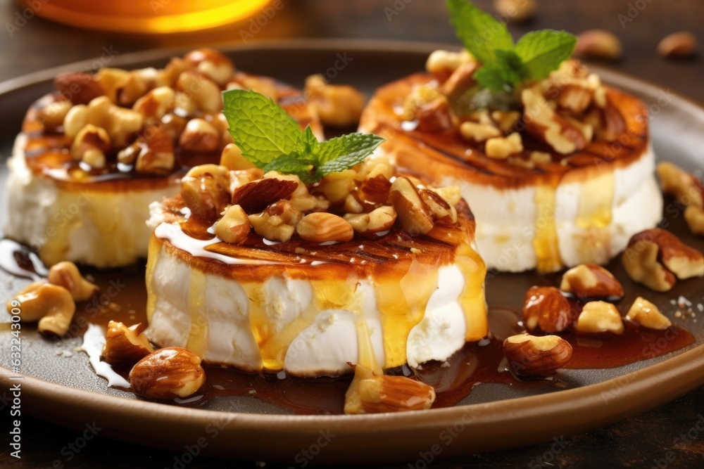 grilled ricotta topped with honey and nuts grilled ricotta topped with honey and nuts