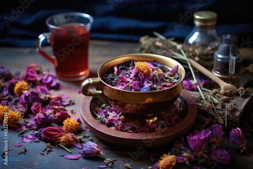 herbal tea blend with a variety of dried flowers