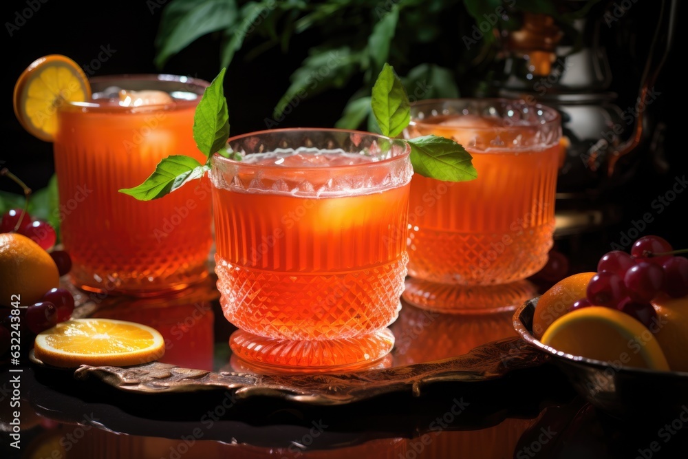 rum punch served in elegant glassware rum punch served in elegant glassware