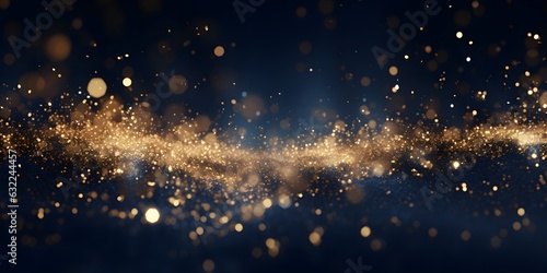 abstract background with Dark blue and gold particle.