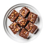 Delicious Plate of Brownies with Walnuts Isolated on a Transparent Background