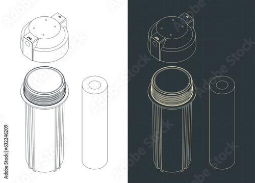 Pre-filter bowl and carbon filter blueprints