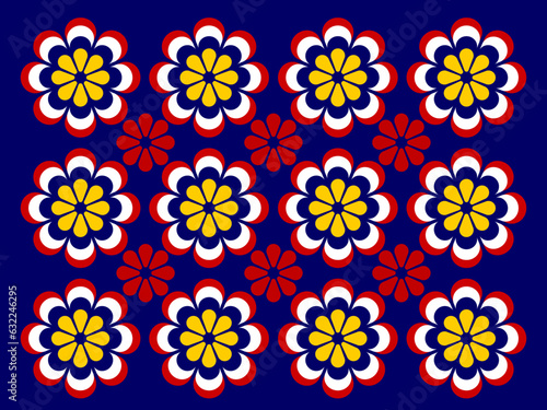Seamless floral pattern in Malaysia's flag color.