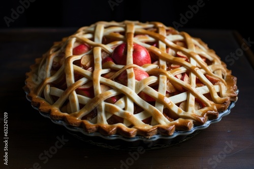 unbaked apple pie with lattice top design photo