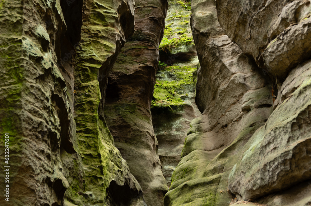 Natural sandstone rock formations in Prachov Rocks rock town, Bohemian paradise, Czech Republic Natural sandstone rock formations in Prachov Rocks rock town, Bohemian paradise, Czech Republic