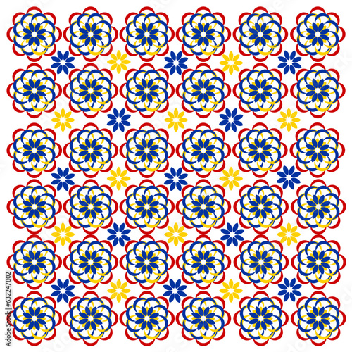 Seamless pattern with flowers in Malaysia's flag color.