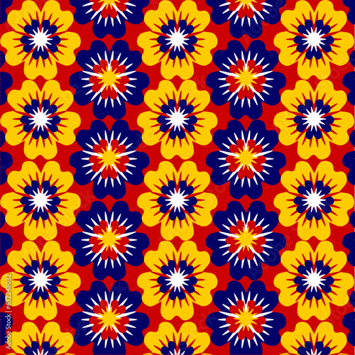 Seamless floral pattern in Malaysia's flag color.