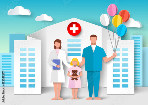 Pediatric clinic department vector illustration medical poster