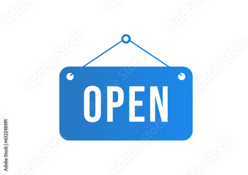 Vector Illustration Hanging Tag Open. Modern Web Banner Element