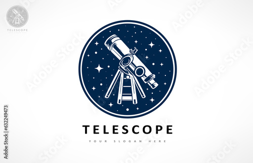Telescope and star logo vector