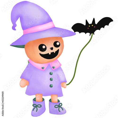 halloween witch with a bat