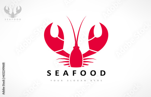 Seafood logo. Crayfish vector. Underwater animal.	