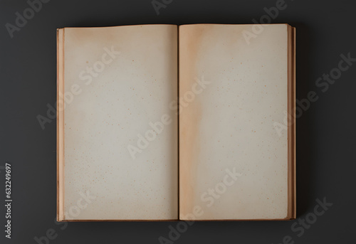 antique book two page spread of old blank speckled paper design element with copy space