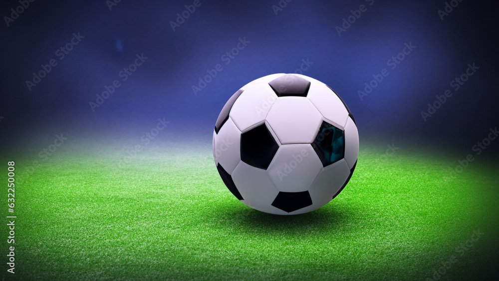 Soccer ball inside the green soccer field