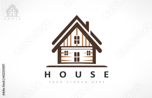 House logo Vector. Real Estate Design. House in chalet style.