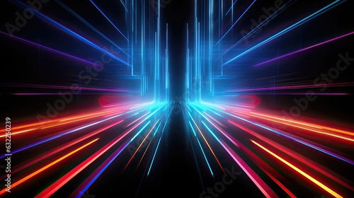 Abstract technology neon lines with light effect