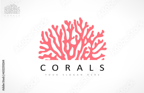 Sea corals logo. Underwater life vector.