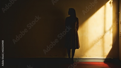Shadow of unidentified woman in her residence Symbolizes depression