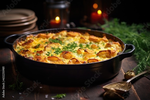 freshly baked casserole with a golden crust