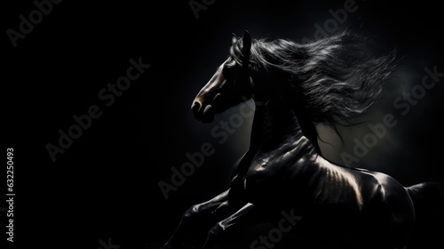 Black background with isolated horse silhouette