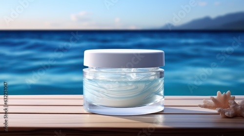 Luxurious Skincare Container with Ocean Waves AI Generated