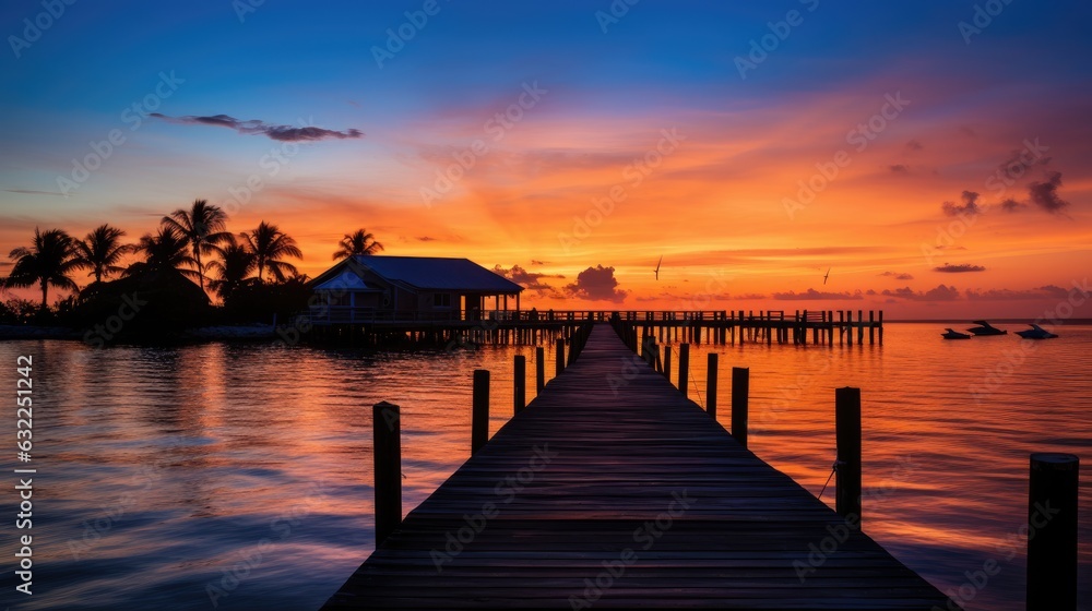 Sunrise at a dock in Islamorada Florida Keys